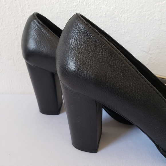 FOSSIL MADDOX Leather Buckle PUMPS Block Heels - Picture 5 of 13